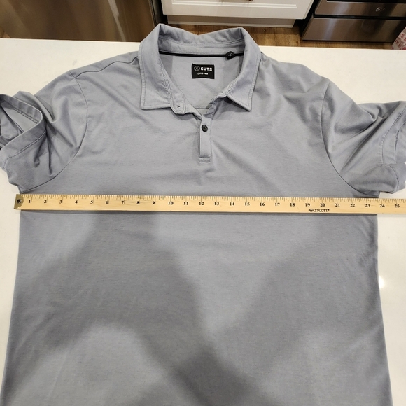 Cuts Curve Hem Polo Shirt Short Sleeve Super Soft Cotton Gray Mens Size XXL - Picture 8 of 9